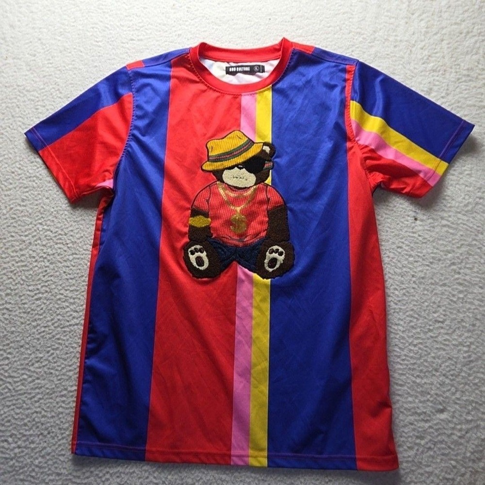 Odd Culture Shirt Mens XL Multicolor Bear Graphic Embroidered Tee Streetwear